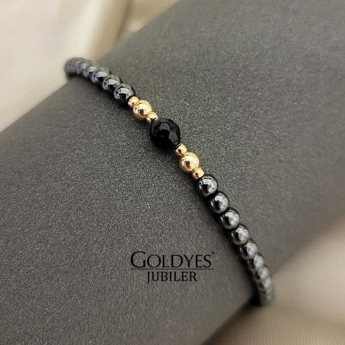 złota bransoletka na sznurku próba złota 585