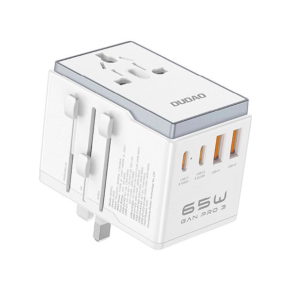 Adapter podróżny Dudao A65Pro 65W EU / US / JP / AUS / UK 2x USB-C 2x