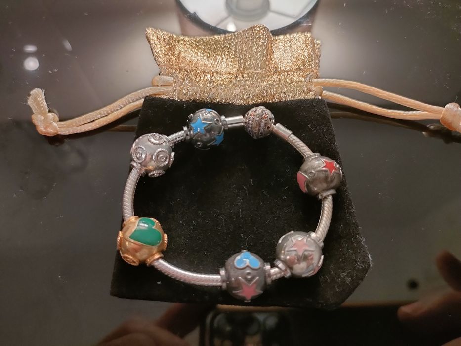 Pulseira com contas de Viana em prata 935 trabalhadas à mão