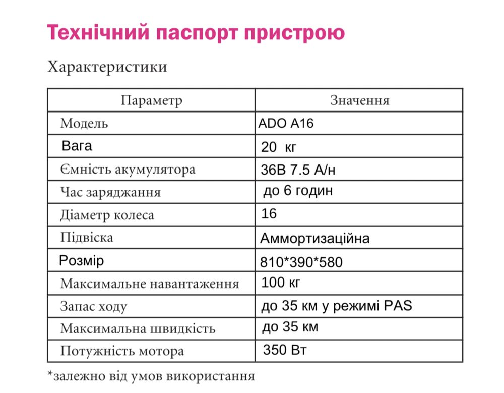 Електровелосипед ADO A16