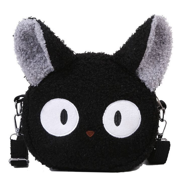 Сумка котик чорний, хутряна сумочка мила, через плече, плюшева сумка