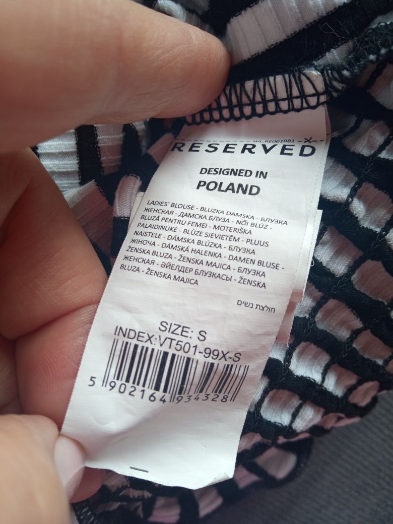 RESERVED Bluzka biała w czarne paski S/M