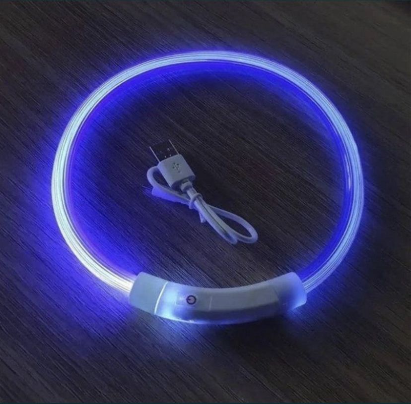 Светящийся LED ошейник для собак 35см,50см  с USB зарядкой