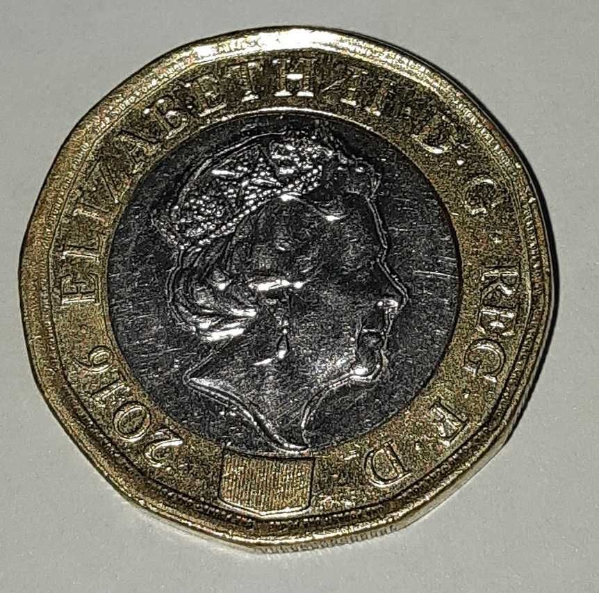 One Pound 2016 destrukt Elżbieta II moneta kolekcjonerska