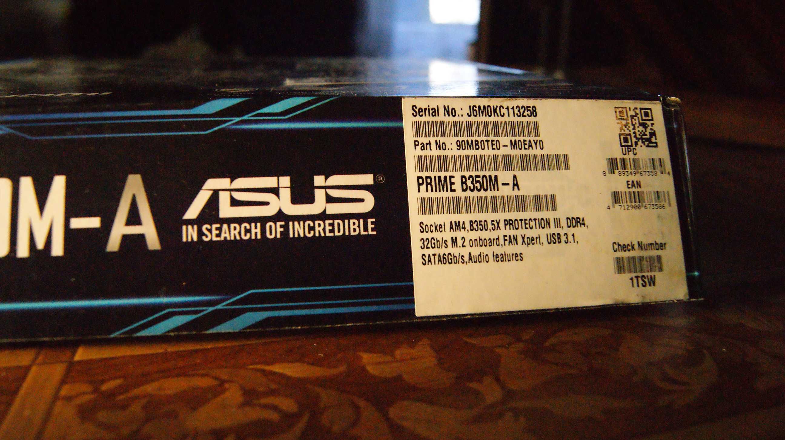 ASUS Prime B350M‑A • AM4 • DDR4 • BOX + kabel SATA • sprawna