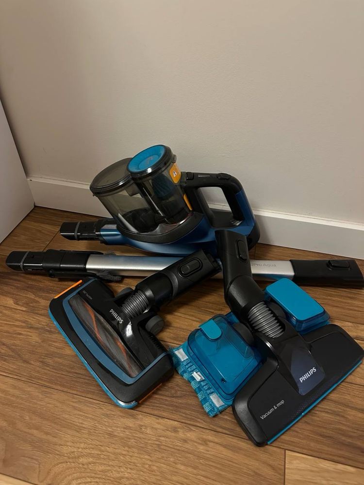 Philips SpeedPro Aqua - bezprzewodowy odkurzacz z mopem + pełen zestaw