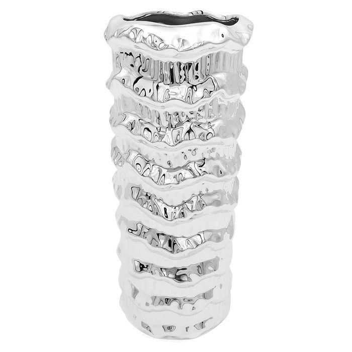 Wazon na kwiaty srebrny ceramiczny flakon dekoracyjny nowoczesny NOWY