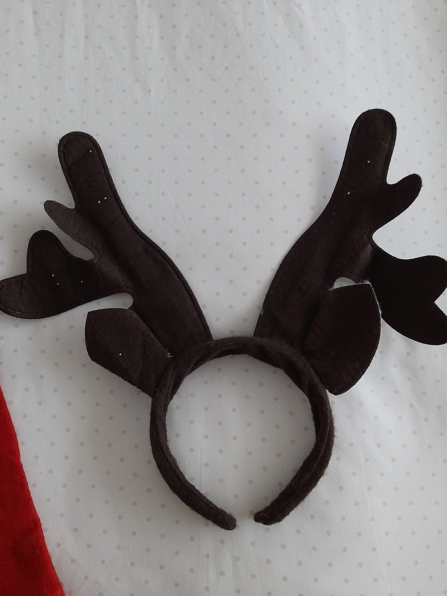 Conjunto de gorro de Natal + bandulete de rena em castanho