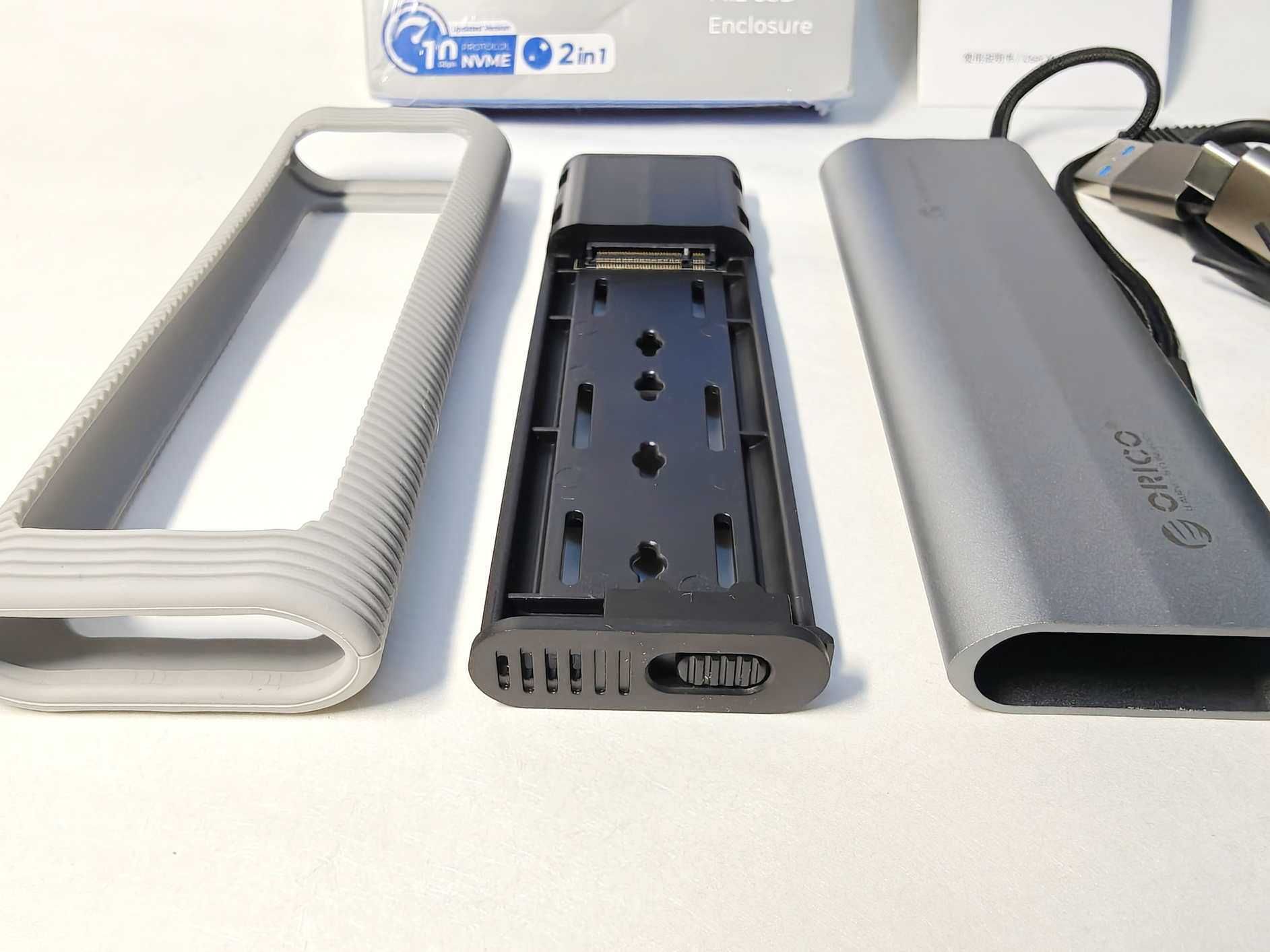 2in1 Orico M2 NVME+SATA PCIe HDDBox SSD карман 10Gbit/s AXM2S-G2-V1-GY