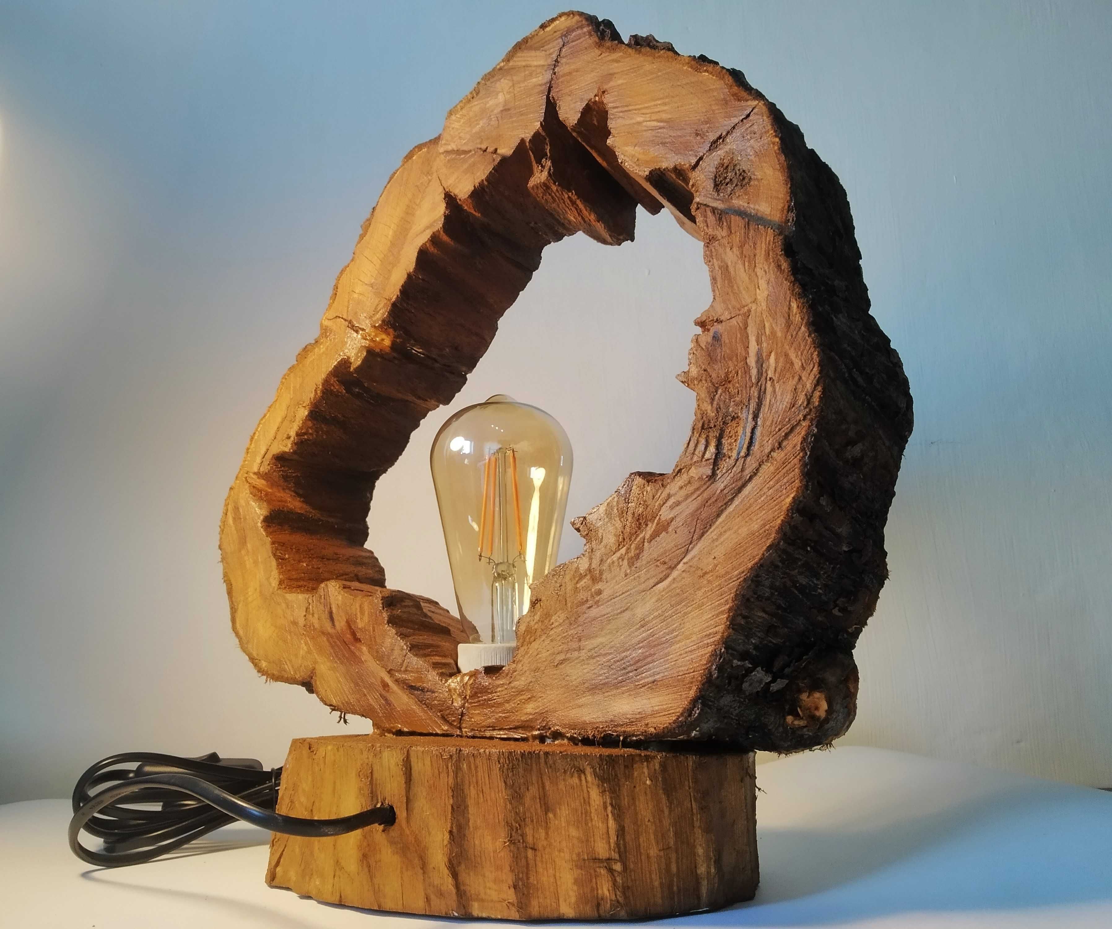 Nowa drewniana Dębowa Lampa stojąca + gratis