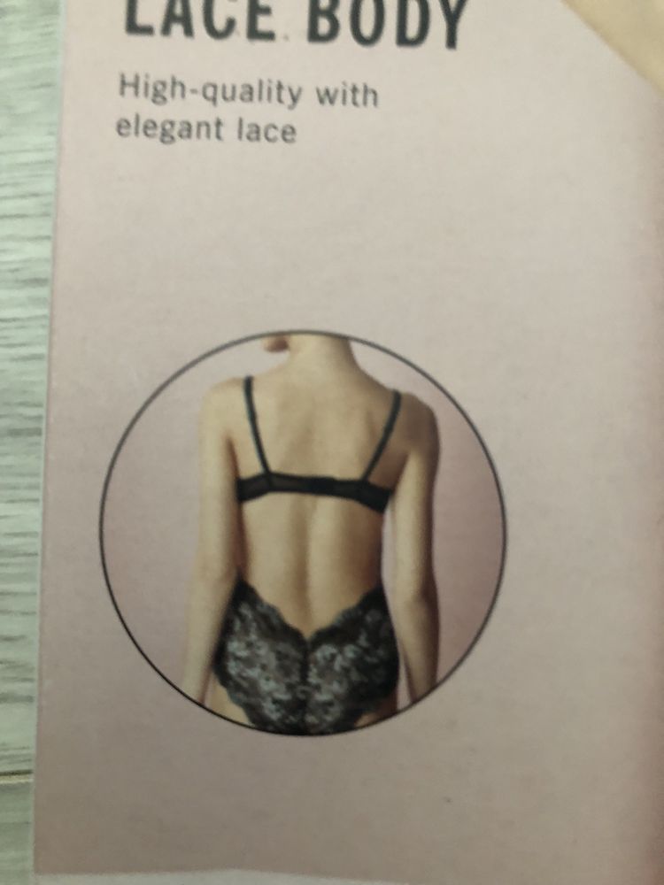 Nowe czarne koronkowe body s m kostium