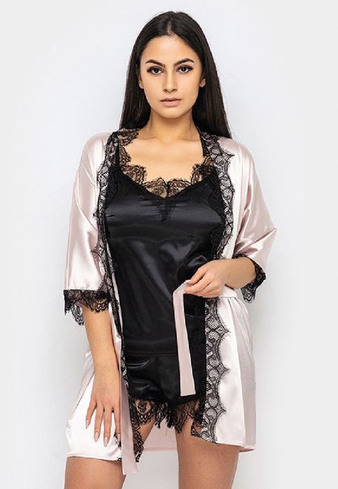 Жіноча піжама майка і шорти з халатом, є великі розміри