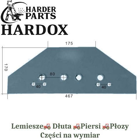 Płoza krótka Kverneland HARDOX 063610 części pługa 2Xlepsze niż Borowe