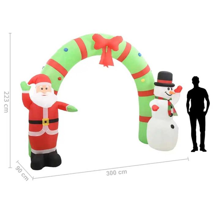 Arco Insuflável Natalício Pai Natal E Boneco De Neve Led 223 Cm