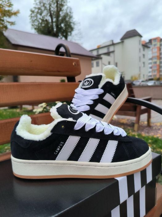 Чоловічі зимові Adidas Campus Black хутро
