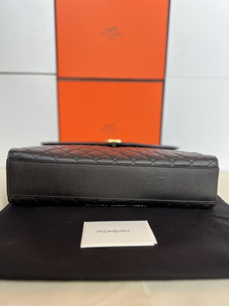 Torebka Envelope Y.S.L. Black Grained Leather