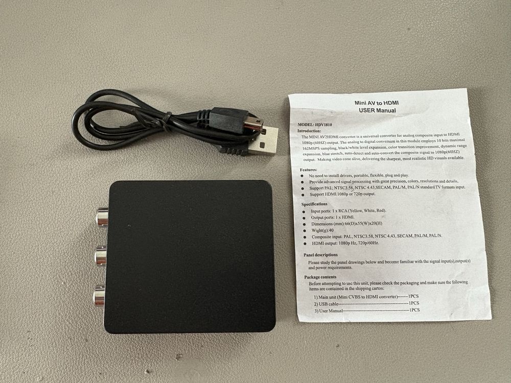 Konwerter HDMI na RCA – nowy, NTSC/PAL, z zasilaniem