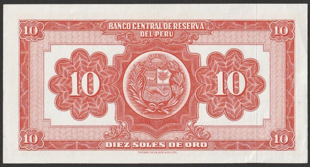 Peru 10 soles de oro 1967 - stan bankowy UNC