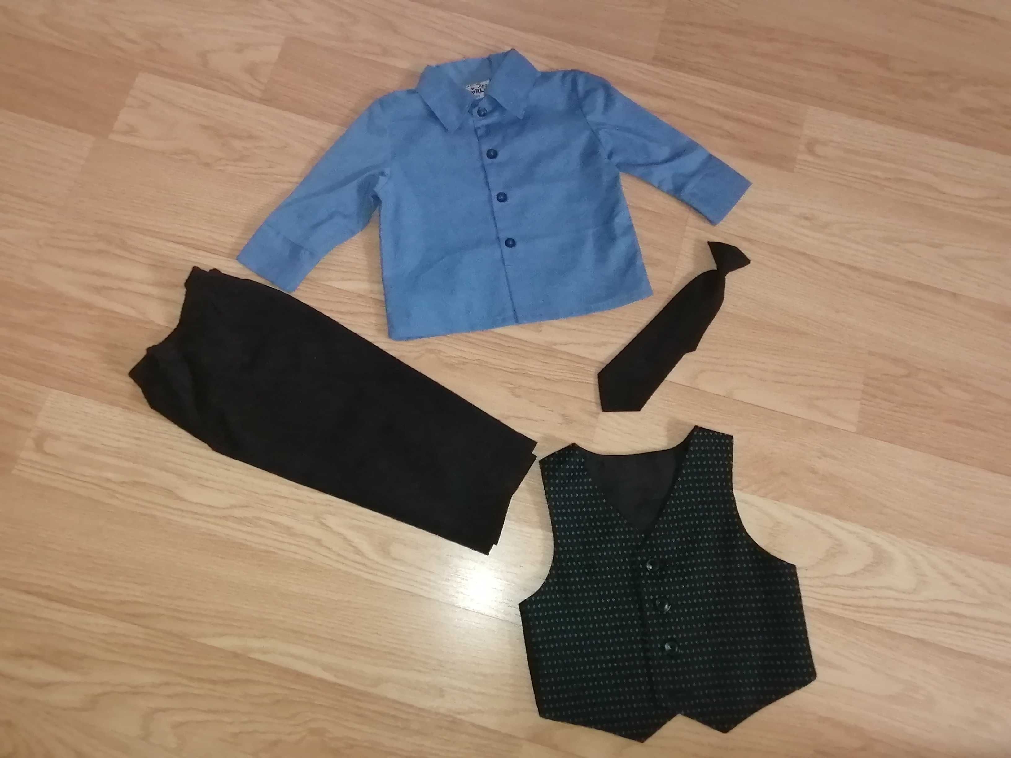 KIDS WORLD garnitur - koszula, krawat, spodnie + kamizelka