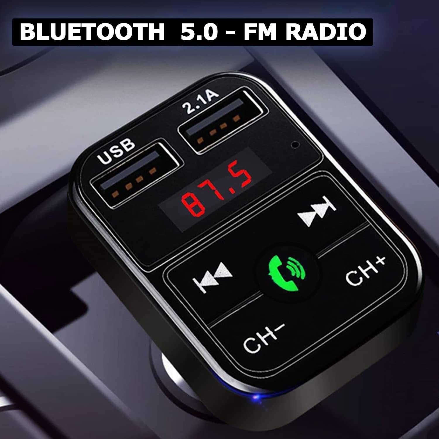 Transmissor FM Bluetooth para carro, sem fios MP3 USB cartões SD Radio