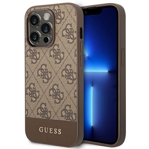 Etui Guess iPhone 14 Pro Max 6,7" Brązowe z Kolekcji 4G Stripe