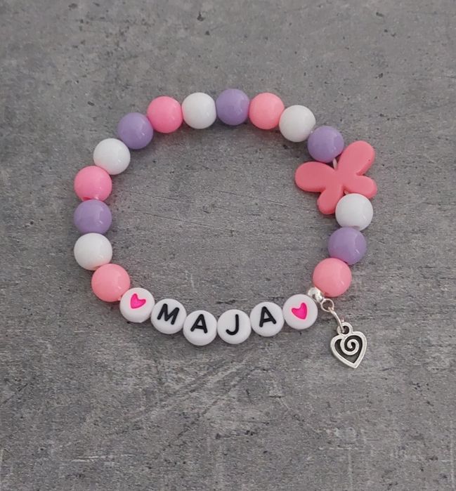 Bransoletka imię imienna z napisem koraliki zawieszka