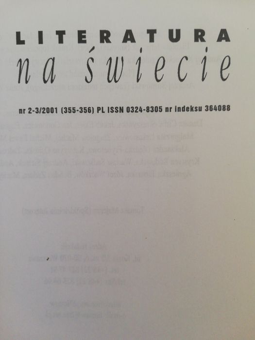 Literatura na świecie numery archiwalne, filozofia, współczesne teorie