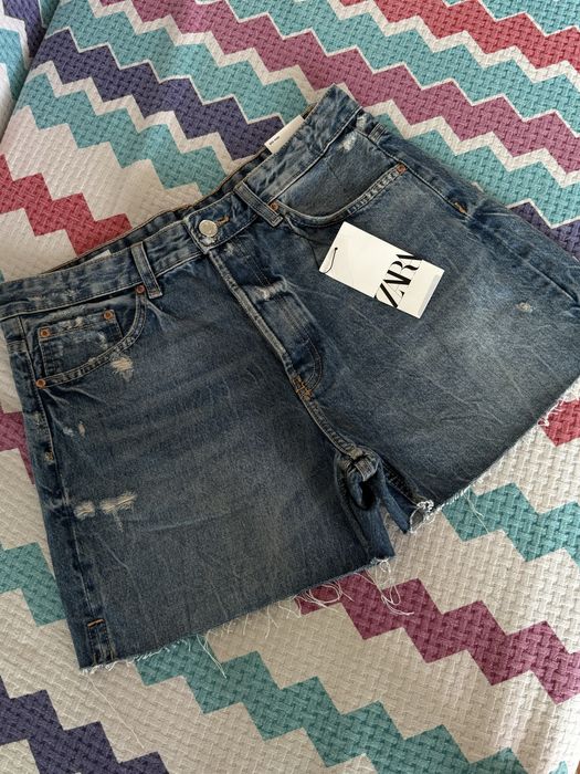 Zara джинсові шорти бермуди 38, zara бермуды джинсовые шорты М