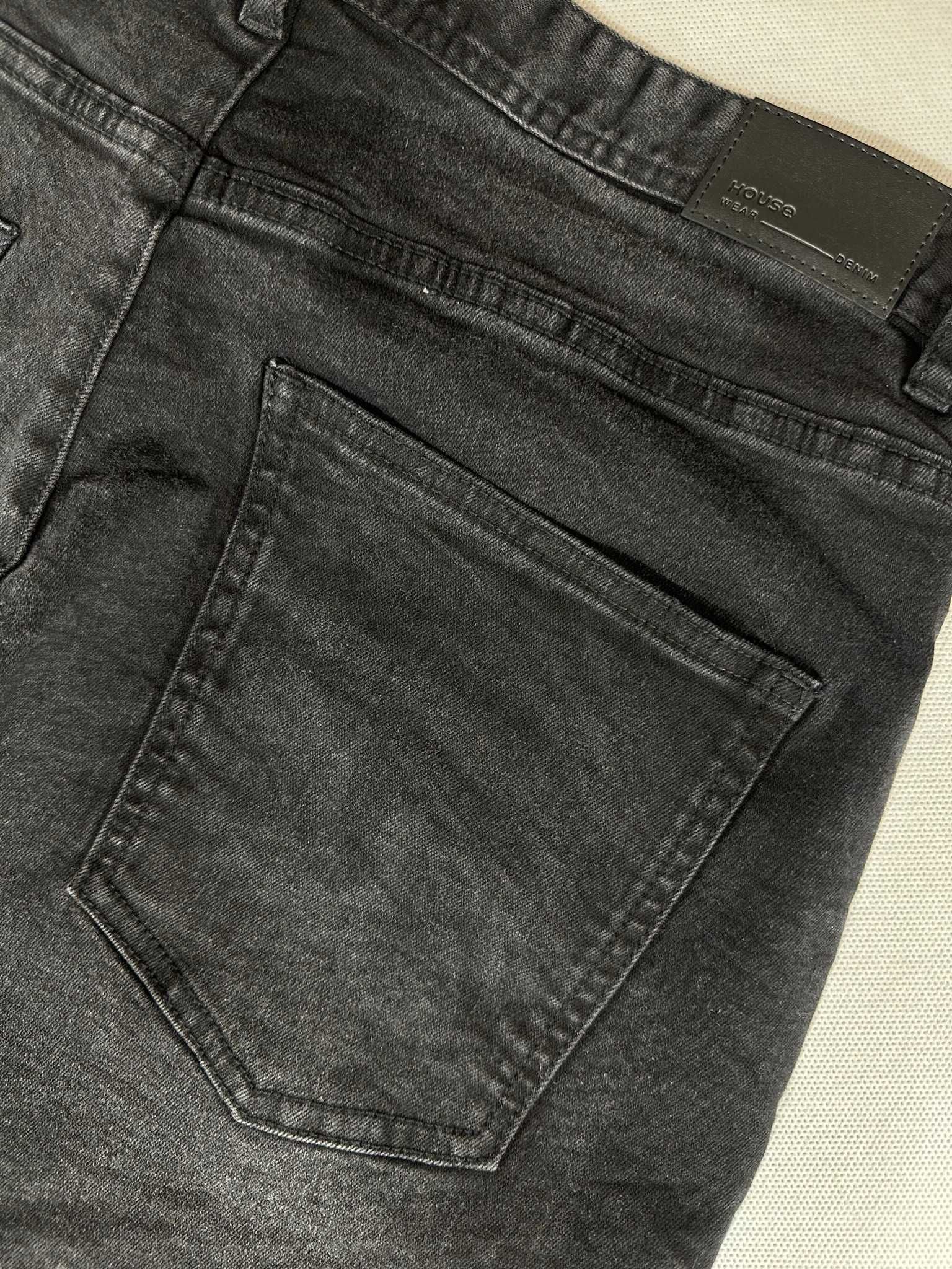 HOUSE jeans czarne bojówki cargo slim fit W32L32 86cm