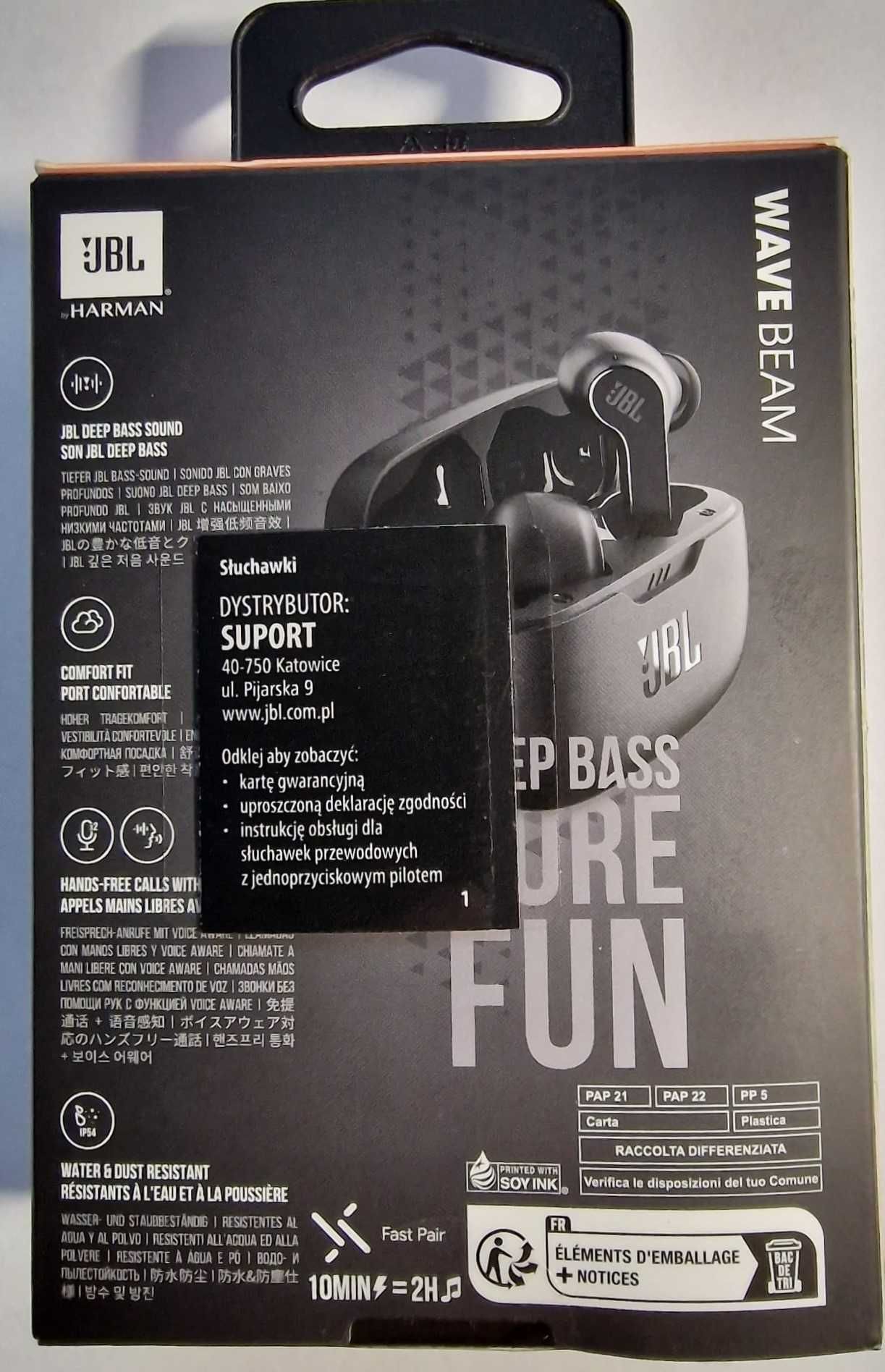 Słuchawki JBL Wave Beam nowe w kartonie