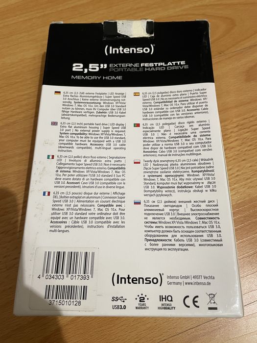 Disco externo da Intenso 2.5” de 1TB usb 3.0