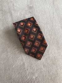 Śliczny męski krawat żakardowy czarno brązowy