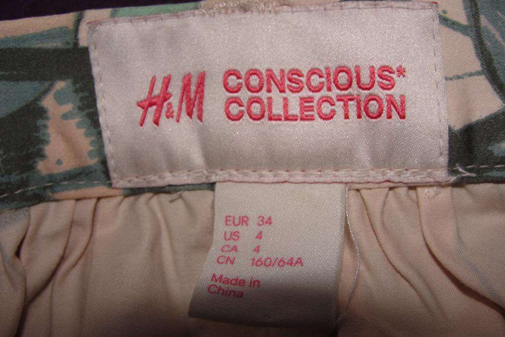 Spódnica mini floral H&M Conscious Collection roz. 34 kopertowa