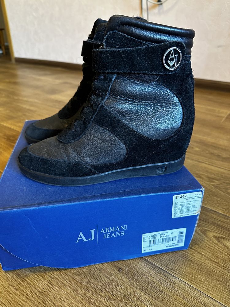 Сапожки Armani jeans замша та шкіра, осінні скпожки, розмір 40