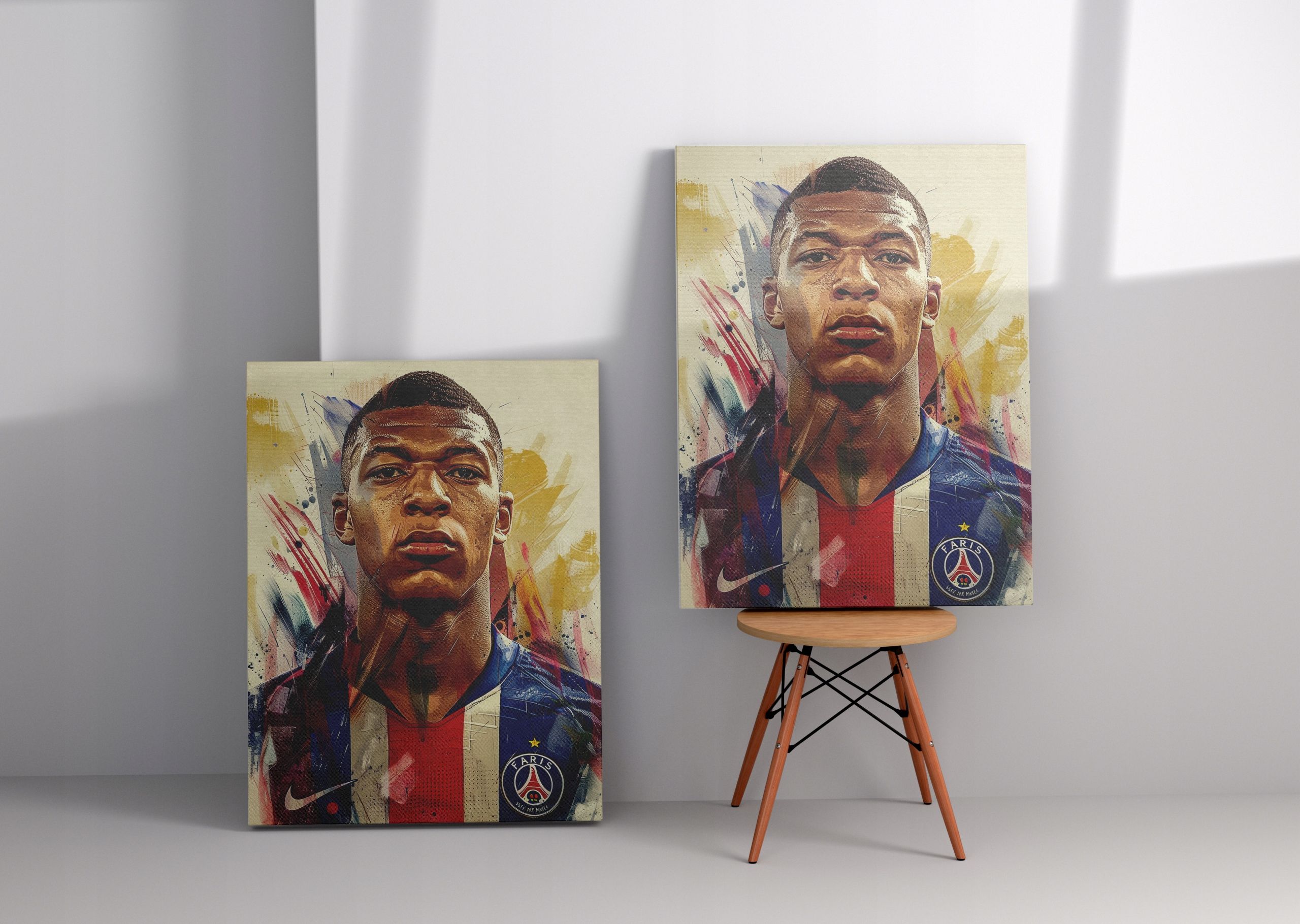 Nowoczesny Portret Kylian Mbappé na płótnie 60x80 cm do salonu