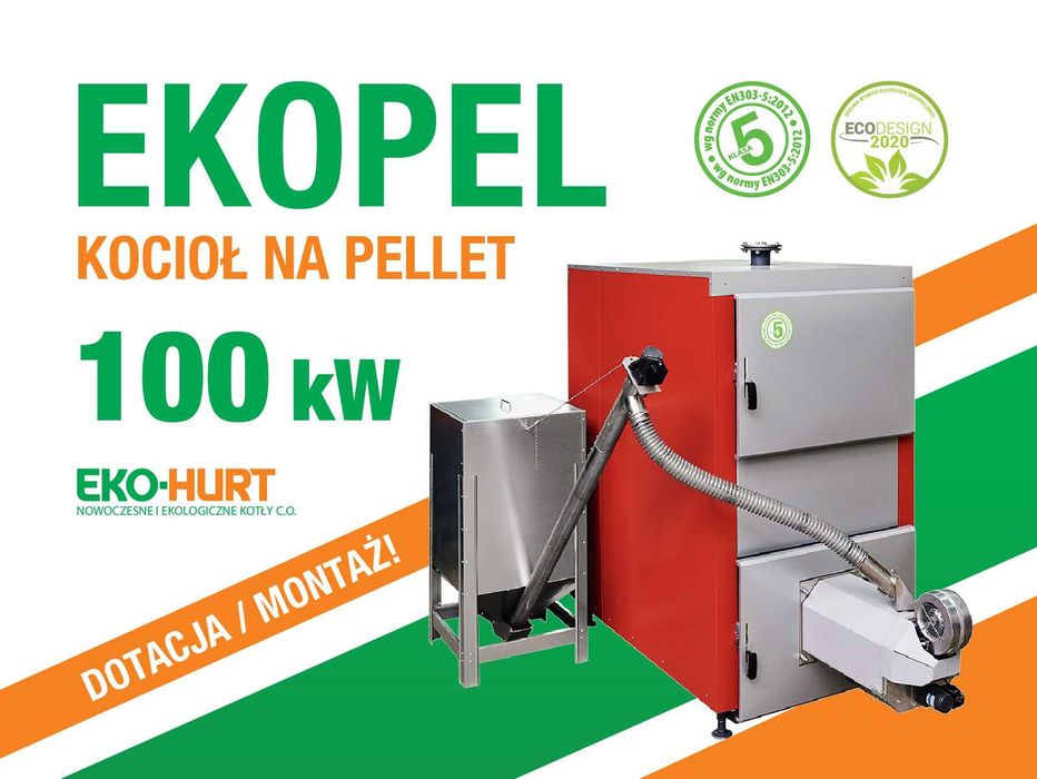 Kocioł EKOPEL na pellet o mocy 100kW 5 klasa piec wpisany na listę ZUM