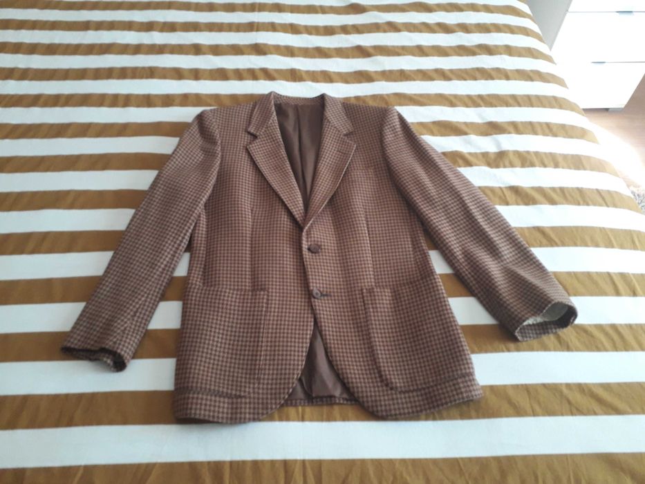 Casaco axadrezado em pura lã virgem