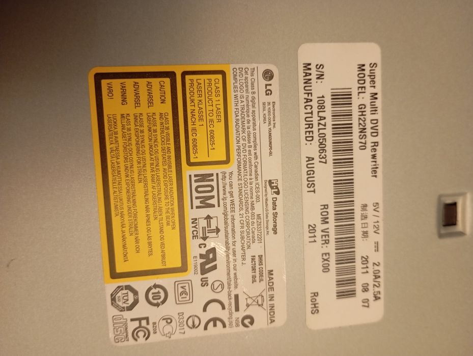 Nagrywarkę LG Super Multi DVD Rewriter model GH22NS70 działa wszystko
