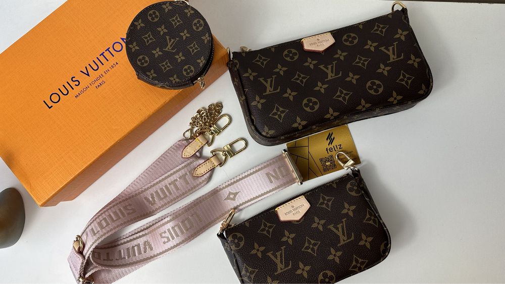 Luksusowa torebka skórzana Louis Vuitton monogram Multi Pochette skora