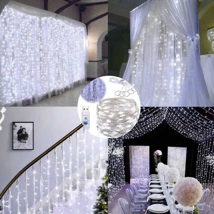Girlanda kurtyna Led Białe 3x3m