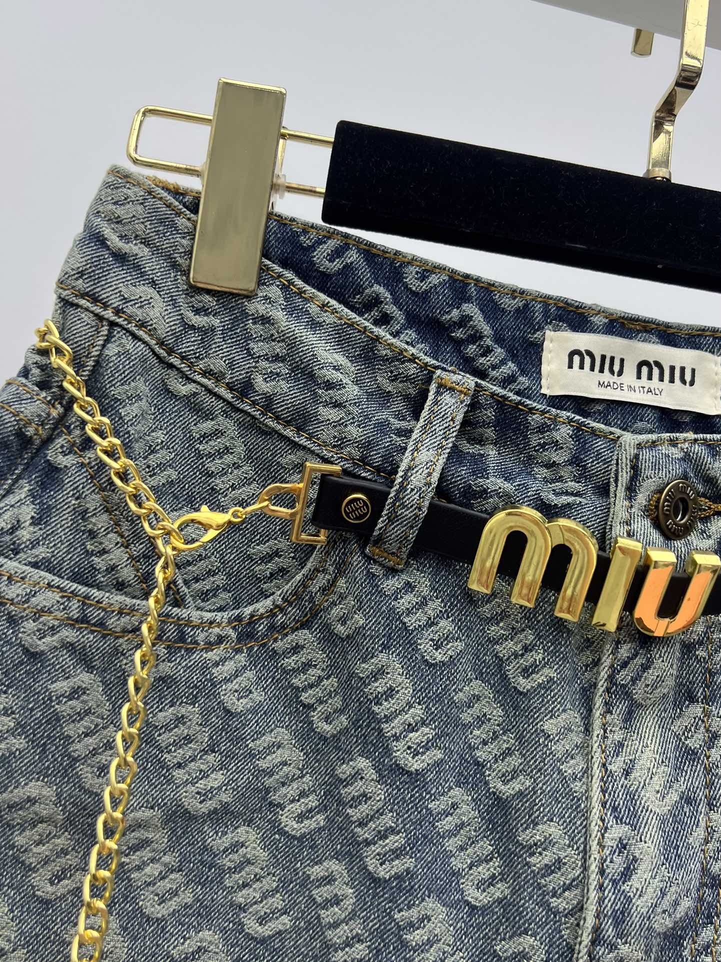 MIU MIU® Luksusowe spodenki jeansowe spodnie szorty dżins