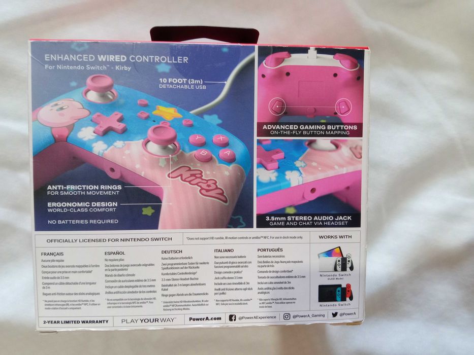 Comando com fios Switch/PC PowerA - Kirby (Novo)