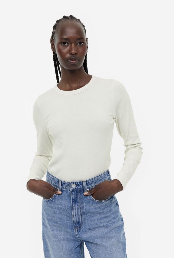 Базовий лонгслів в рубчик h&m