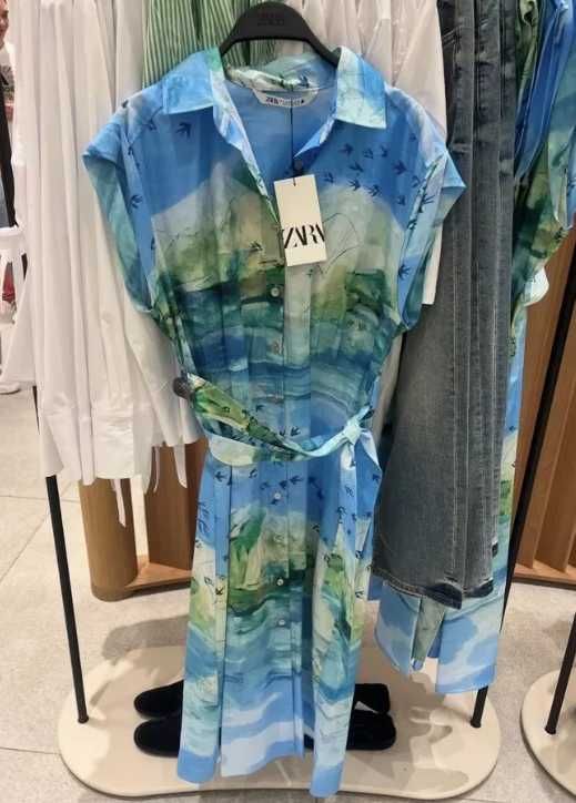 Сукня середньої довжини зі 100% штапельної бавовни ZARA