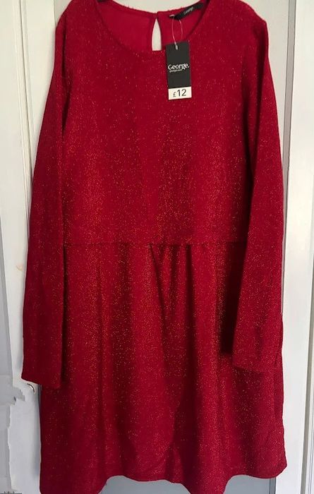 Красное блестящее вечернее платье для девочек 12-13 лет, George