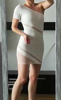 Asos biała sukienka siateczka bodycon XS/S