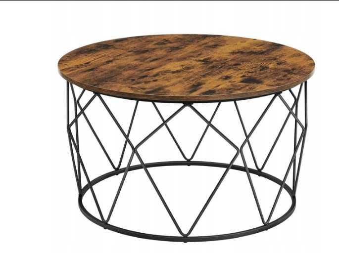 Stół okrągły Songmics loft 80 x 80 x 45cm odcienie brązu