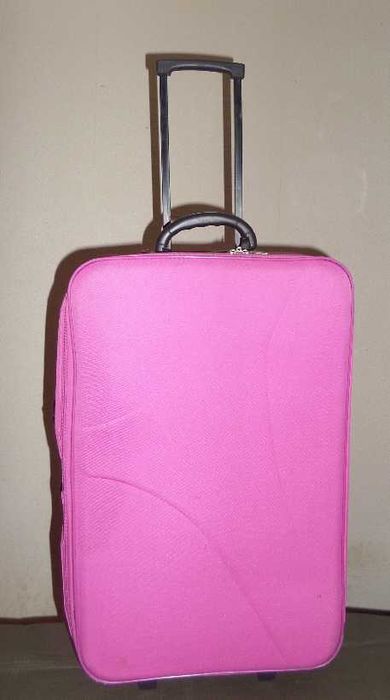 Чемодан тканевый розовый большой, 2 колеса, 65Х44Х23 см.