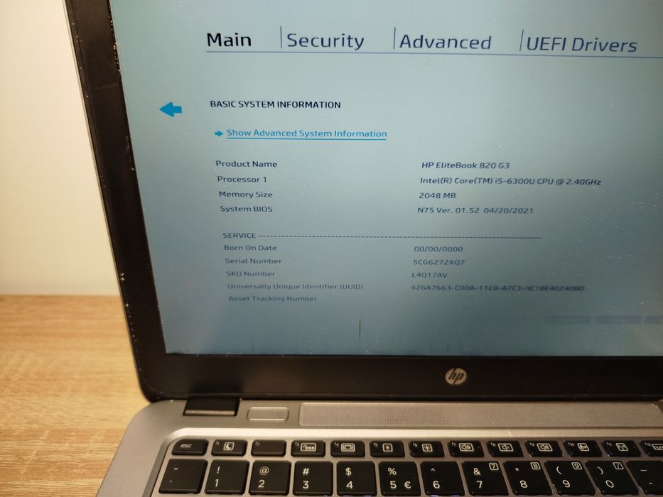 Laptop HP EliteBook 820 G3 i5-6Gen do naprawy albo na części