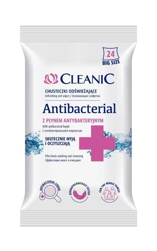 10szt Cleanic Chusteczki odświeżające Antibacterial 24sz